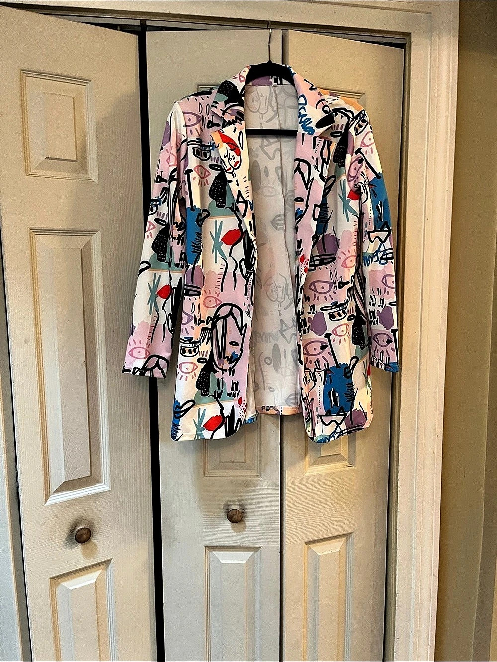 Bershka Abstract Print Blazer in Pink Size Medium